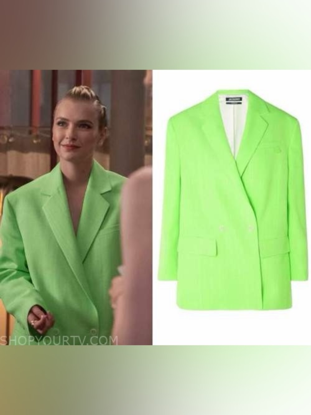 Jacquemus “Le Splash” Neon Lime Green Double-Breasted Linen Blazer - Picture 16 of 16